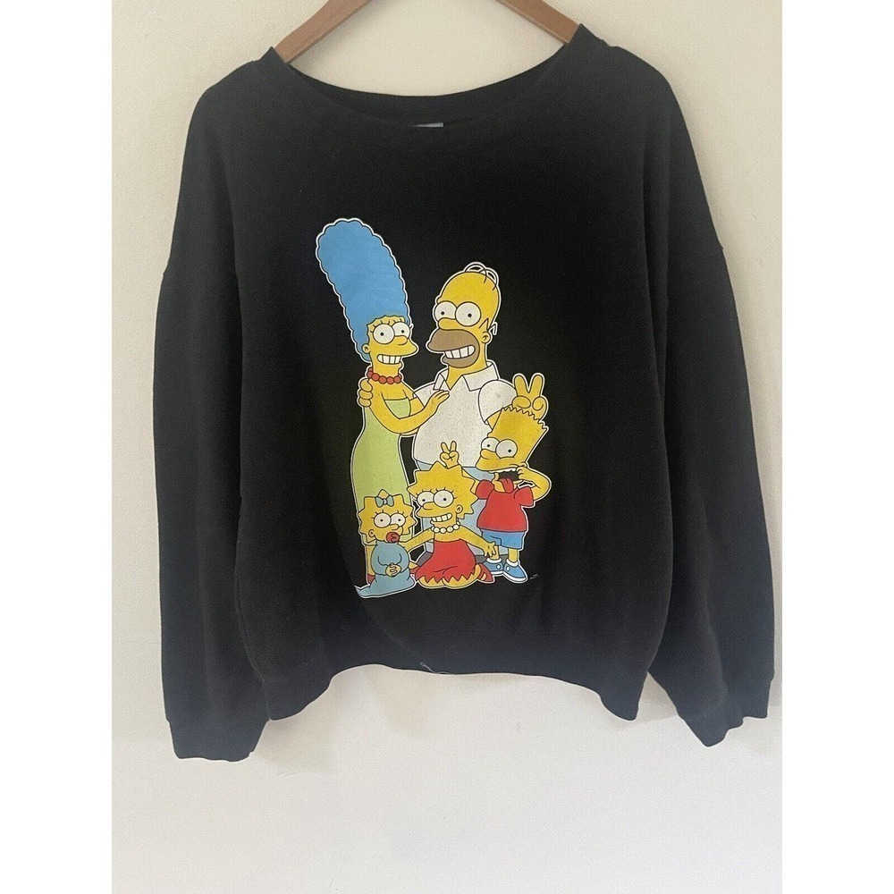 Simpsons Family Juniors Graphic Sweatshirt Size XL ( 15/17) Black with Graphic